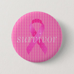 Survivor Breast Cancer Month Pink Ribbon 2 Inch Round Button