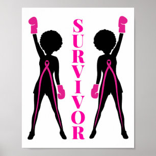 Survivor Breast Cancer Pink Ribbon Black Girl Mela Poster