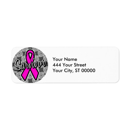survivor breast cancer pink ribbon return address label