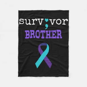 Survivor Brother Semicolon Gift Suicide Prevention Fleece Blanket
