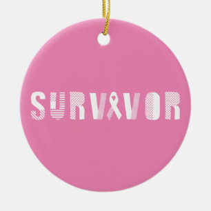 Survivor Cancer Ribbon Inspirational Motivational Ceramic Ornament