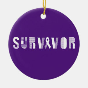 Survivor Cancer Ribbon Inspirational Motivational Ceramic Ornament