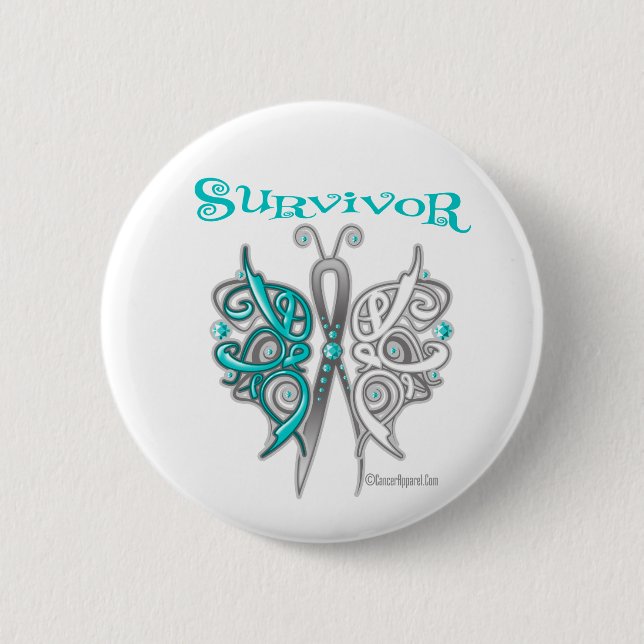 Survivor Celtic Butterfly - Cervical Cancer 2 Inch Round Button (Front)
