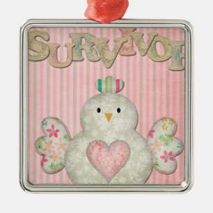 survivor chick pink metal ornament