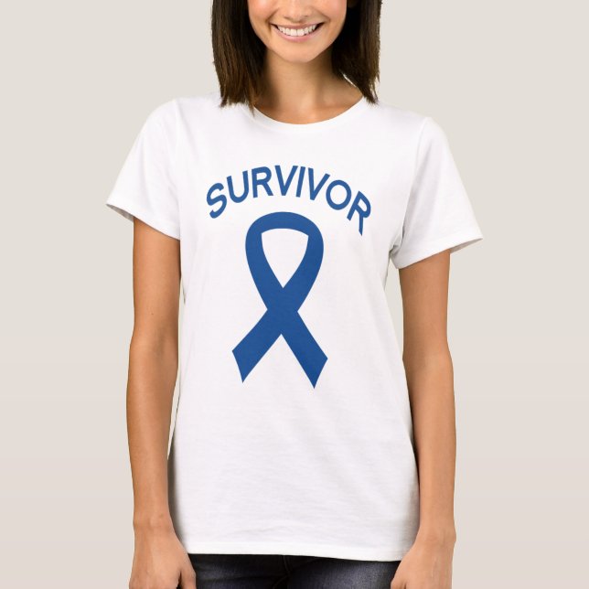 Survivor Colon Cancer Blue Ribbon t-shirt (Front)