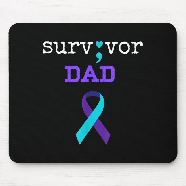 Survivor Dad - Semicolon Gift Suicide Prevention A Mouse Pad (Front)