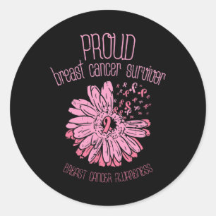 Survivor Daisy Pink Breast Cancer Awareness Gift Classic Round Sticker
