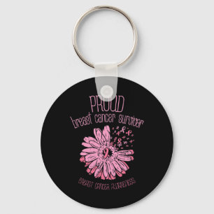 Survivor Daisy Pink Breast Cancer Awareness Gift Keychain