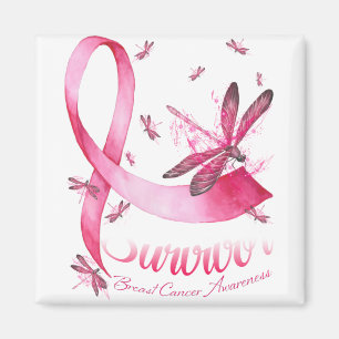 Survivor Dragonfly Pink Ribbon Breast Cancer Magnet