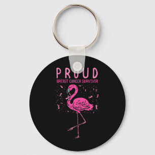 Survivor Flamingo Pink Breast Cancer Awareness Gif Keychain