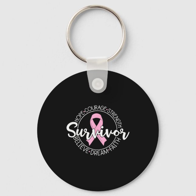 Survivor Hope Courage Strength Believe Dream Faith Keychain (Front)