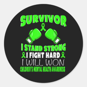 Survivor I Fight Hard Childrens Mental Health Awar Classic Round Sticker