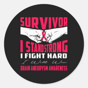 SURVIVOR I STAND STRONG BRAIN ANEURYSM Awareness  Classic Round Sticker