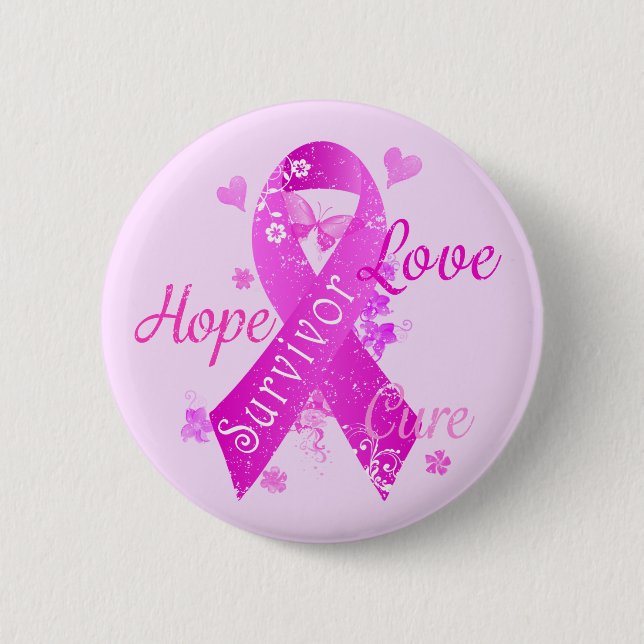 Survivor Love Hope Cure 2 Inch Round Button (Front)
