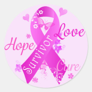 Survivor Love Hope Cure Classic Round Sticker