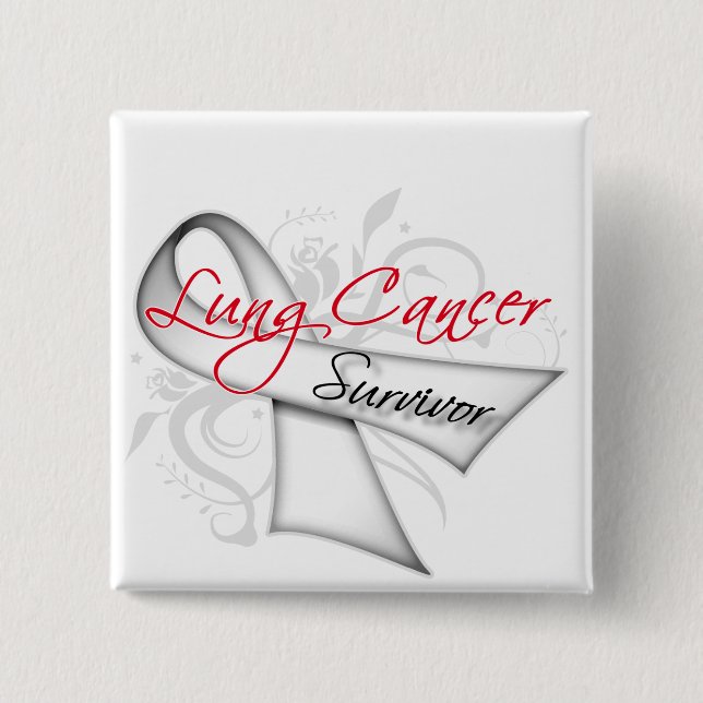 Survivor - Lung Cancer Ribbon 2 Inch Square Button (Front)