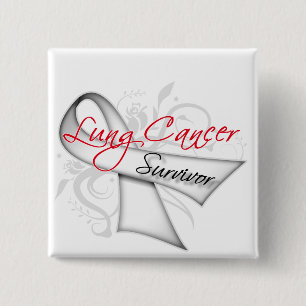 Survivor - Lung Cancer Ribbon 2 Inch Square Button