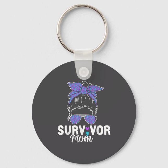 Survivor Mom - Semicolon Suicide Prevention Awaren Keychain (Front)