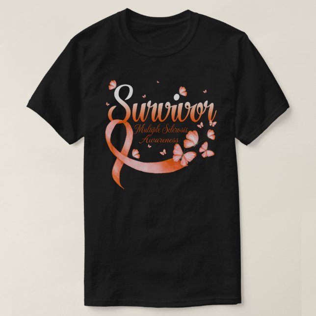 Survivor Multiple Sclerosis Awareness Butterfly T-Shirt (Design Front)
