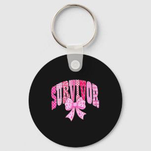 Survivor Nk Ribbon Coquette Bow Breast Cancer Awar Keychain