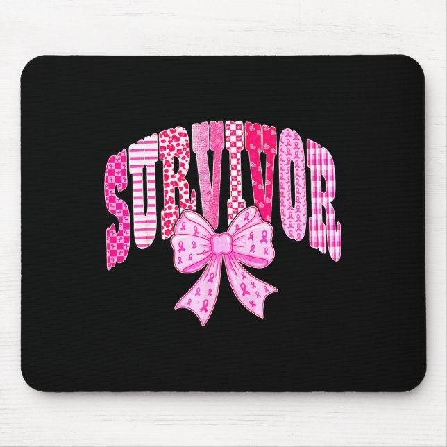 Survivor Nk Ribbon Coquette Bow Breast Cancer Awar Mouse Pad (Front)