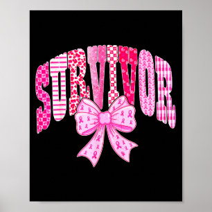 Survivor Nk Ribbon Coquette Bow Breast Cancer Awar Poster