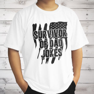 Survivor Of Dad Jokes Vintage Distressed Us Flag  T-Shirt