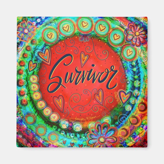 Survivor ONE WORD Inspirational Cancer Patient Magnet (Front)