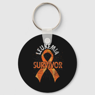 Survivor Orange Ribbon Cancer Leukaemia Awareness Keychain