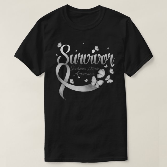 Survivor PARKINSON DISEASE  Awareness Butterfly T-Shirt (Design Front)