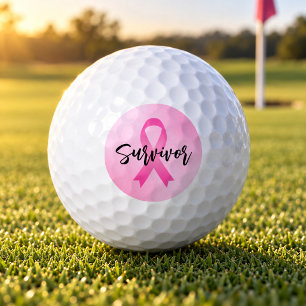 Survivor Pink Breast Cancer Ribbon Golf Balls