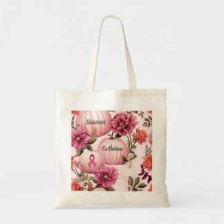 Survivor Pink Pumpkin Halloween Tote Bag