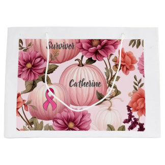 Survivor. Pink Pumpkins for October. Large Gift Bag