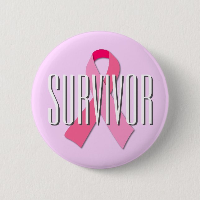 Survivor Pink Ribbon 2 Inch Round Button (Front)