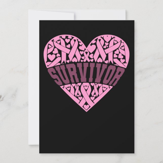 Survivor Pink Ribbon Breast Cancer Awareness Save The Date (Front)