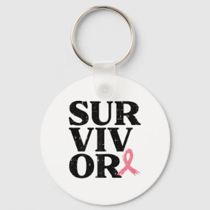 Survivor Pink Ribbon Warrior Breast Cancer Awarene Keychain