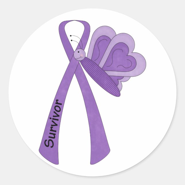 Survivor- Purple Awareness Classic Round Sticker (Front)