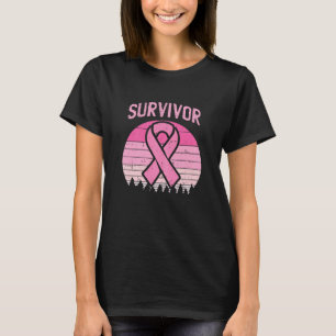 Survivor Retro Breast Cancer Pink Ribbon Awareness T-Shirt
