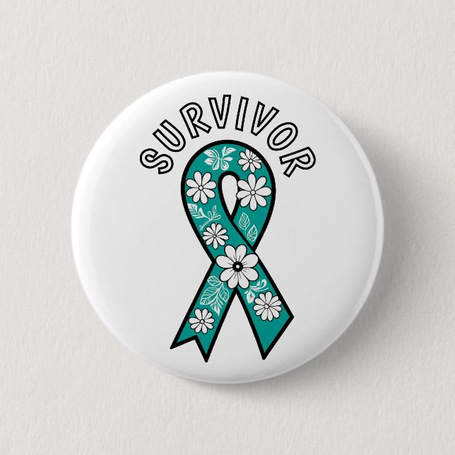 Survivor SA Teal Awareness Ribbon 2 Inch Round Button (Front)