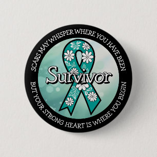 Survivor SA Teal Awareness Ribbon 2 Inch Round Button