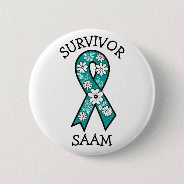 Survivor SA Teal Awareness Ribbon 2 Inch Round Button (Front)
