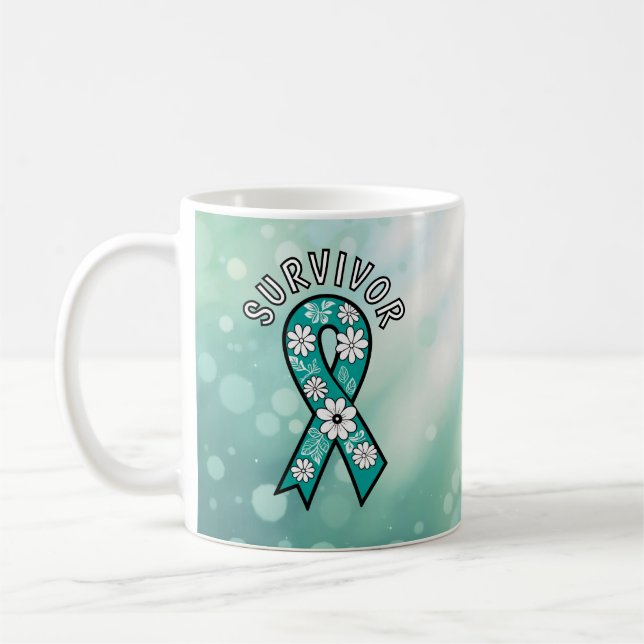 Survivor SA Teal Awareness Ribbon Coffee Mug (Left)