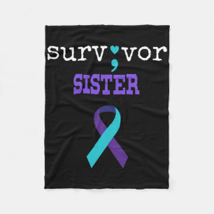 Survivor Sister Semicolon Gift Suicide Prevention  Fleece Blanket