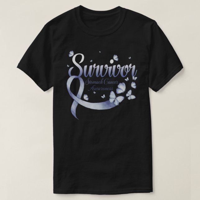 Survivor Stomach Cancer Awareness Butterfly T-Shirt (Design Front)