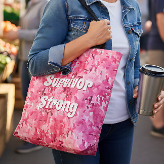 Survivor Strong Pink Camo Tote Bag