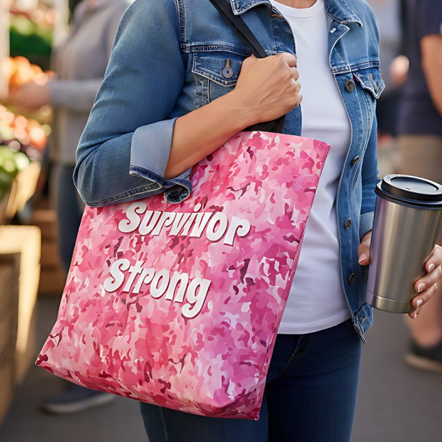 Survivor Strong Pink Camo Tote Bag (Creator Uploaded)
