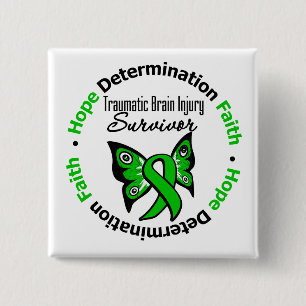 Survivor Traumatic Brain Injury v2 2 Inch Square Button