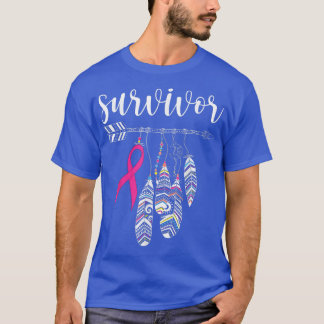 Survivor Warrior Pink Breast Cancer Ribbon Breast  T-Shirt