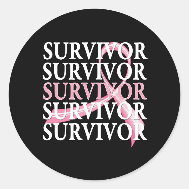 Survivor Whimsical Collage Breast Cancer Classic Round Sticker (Front)