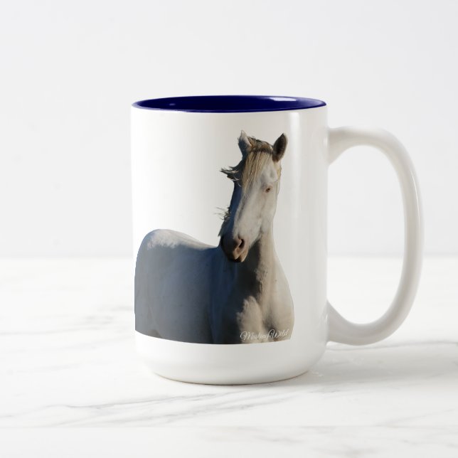 Survivor Wild Mustang Stallion of Steens  Two-Tone Coffee Mug (Right)